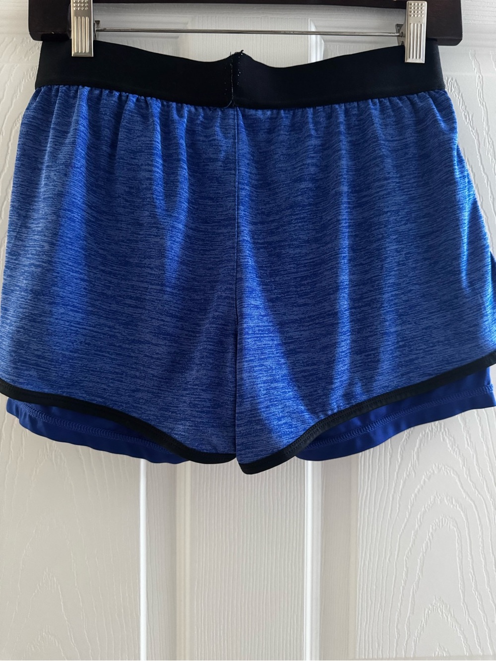Layer 8 Blue Athletic Double-Layer Running Shorts with Black Trim - Picture 2 of 3